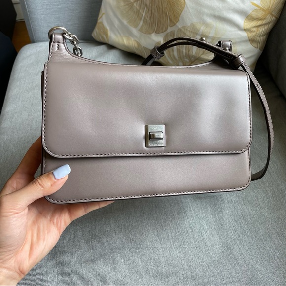 Michael Kors Taupe gray Leather Crossbody Messenger NWT - Picture 2 of 5